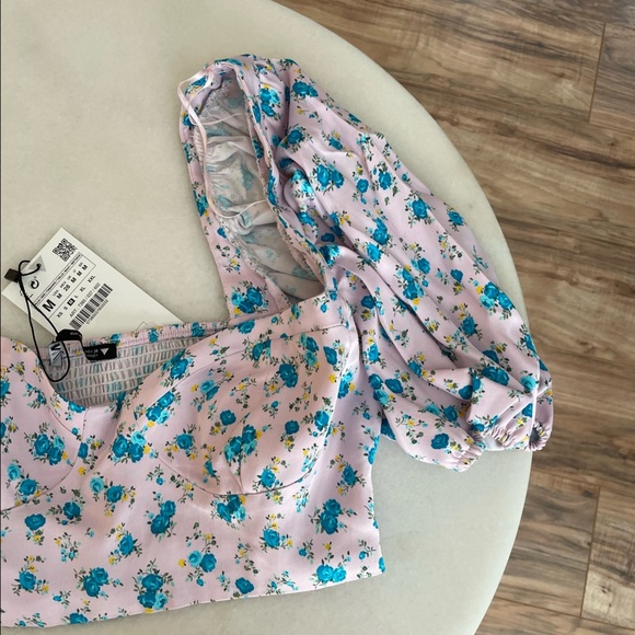 Zara Floral Corset Crop Top new with tags - Picture 6 of 7